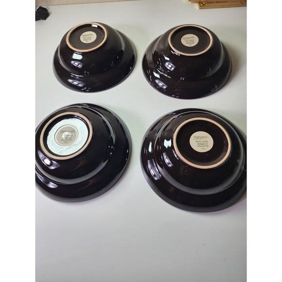 PFALTZGRAFF Rustic Leaves Brown Blue Deep Stoneware 8 1/2" Bowls- Set of 4 - Picture 7 of 8